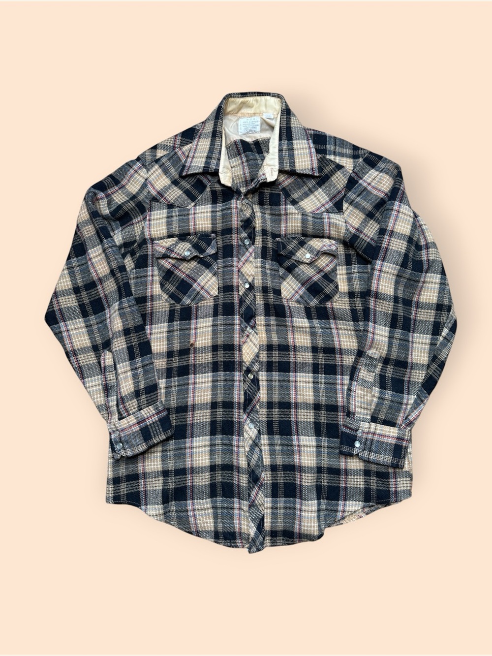 Vintage 1970s Sears Flannel Button Up Shirt Men’s Large Vtg 70s